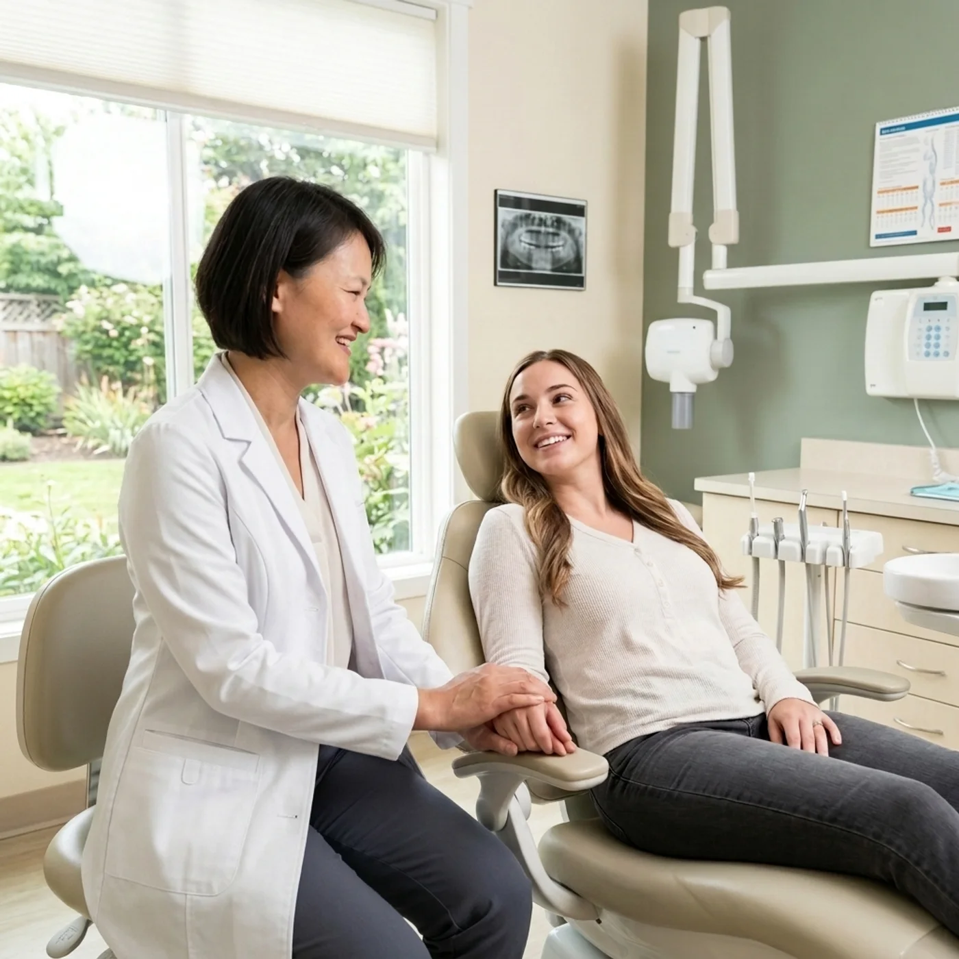 Experienced oral and maxillofacial surgeon in a bright, modern surgery suite